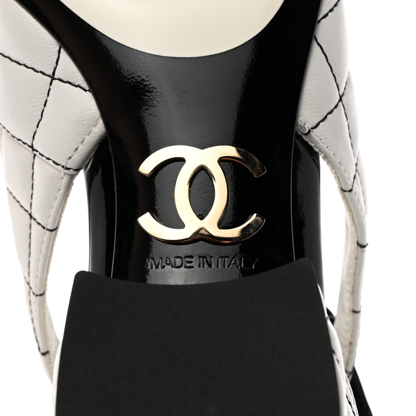 Lambskin Patent Quilted Cap Toe Mary Jane Flats 38 White Black