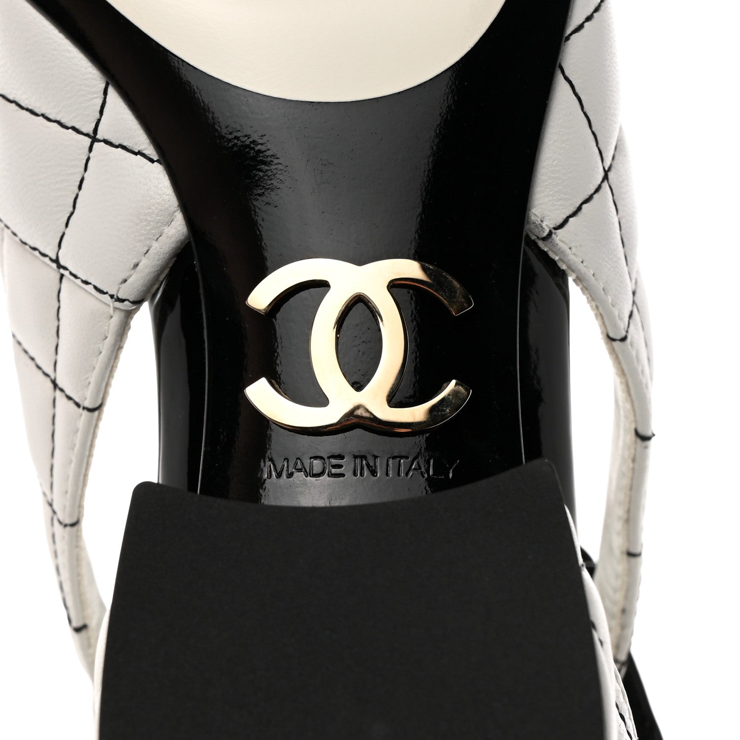 Chanel Lambskin Patent Quilted Cap Toe Mary Jane Flats 38 White Black 8 of 8