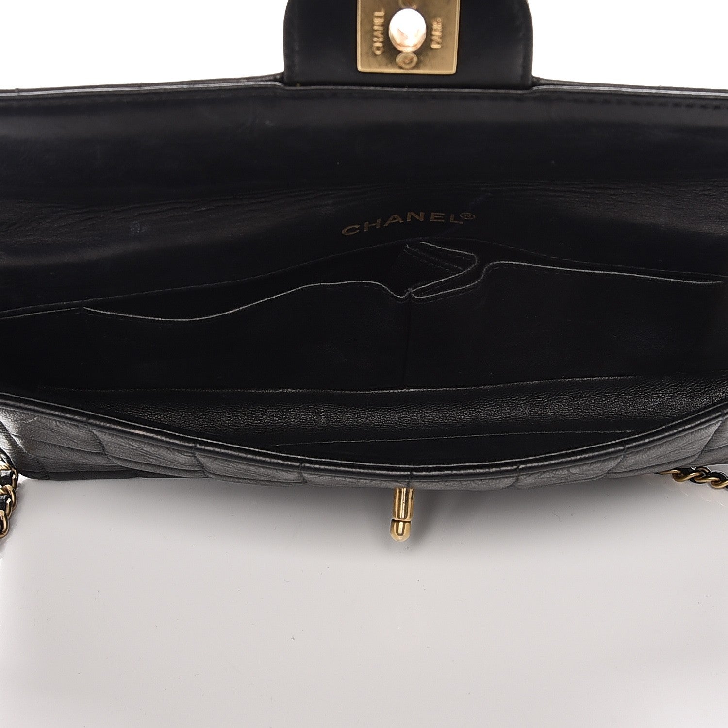 Chanel Lambskin Quilted East West Chocolate Bar Flap Black 5 of 13