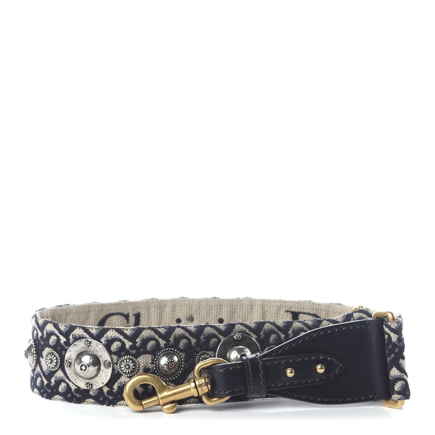 Christian Dior Oblique Studded Shoulder Strap Blue 1 of 3