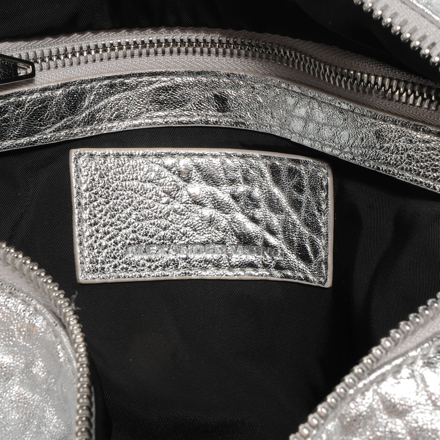 Pebbled Leather Rocco Duffel Rhodium w Rhodium Hardware