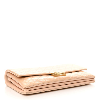 Chanel Patent Goatskin Quilted 3 Pocket Accordion Flap Light Beige 4 of 13