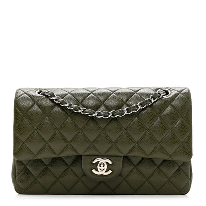 Chanel Caviar Quilted Medium Double Flap Dark Green 1 of 11