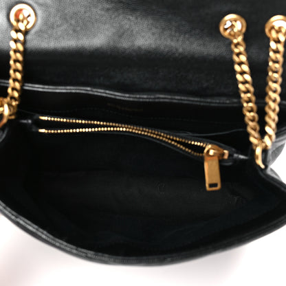 Saint Laurent Grain de Poudre Calfskin Y Quilted Monogram Small Loulou Chain Satchel Black 5 of 8