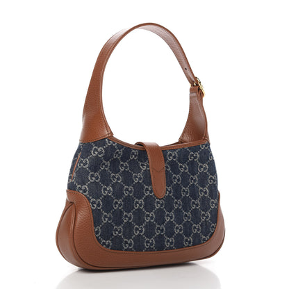 Gucci New Denim GG Monogram Calfskin Small Jackie 1961 Hobo Blue Tea Cuir 3 of 11