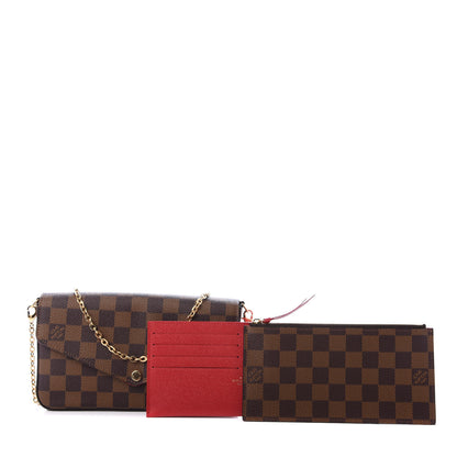 Louis Vuitton Damier Ebene Pochette Felicie Chain Wallet 3 of 12