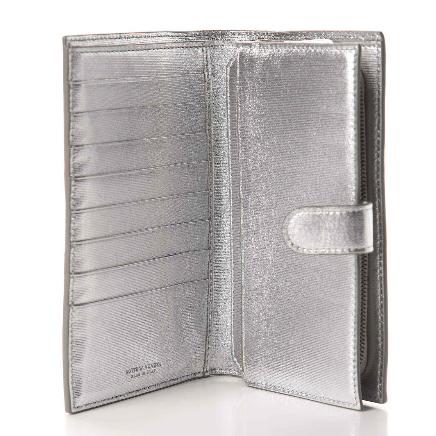 Bottega Veneta Metallic Grosgrain Intrecciato Continental Wallet Silver 5 of 8