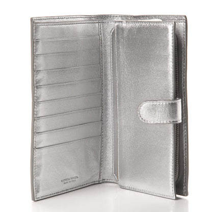 Bottega Veneta Metallic Grosgrain Intrecciato Continental Wallet Silver 5 of 8