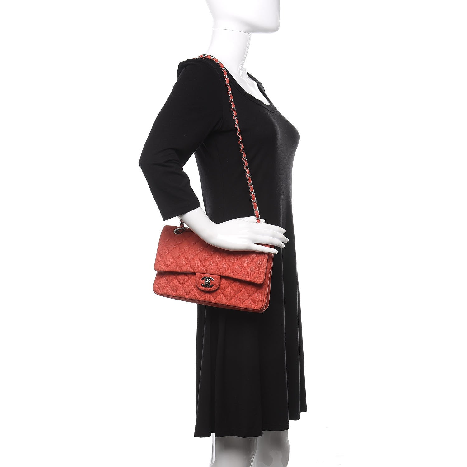 Chanel Iridescent Caviar Quilted Medium Double Flap Dark Pink 2 of 17