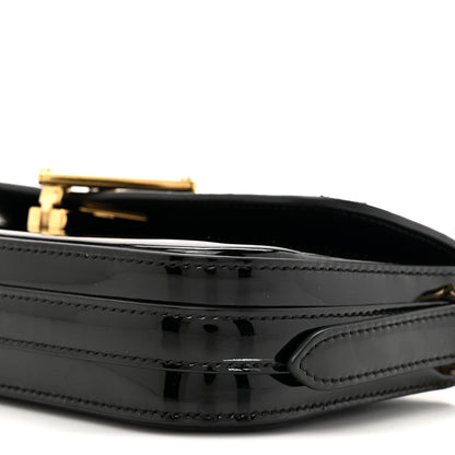 Prada Vernice Metal Triangle Logo Flap Shoulder Bag Black 8 of 9