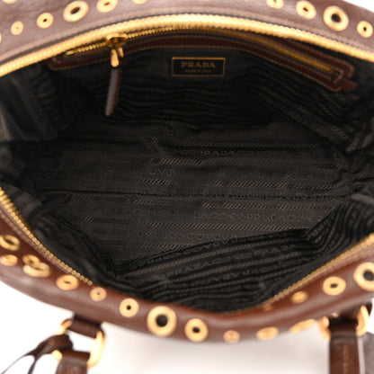 Prada Vitello Daino Grommet Satchel Bruciato 10 of 11