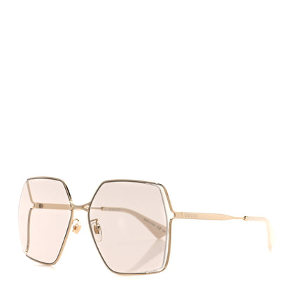 Gucci Metal Square Frame Sunglasses GG0817S Gold 1 of 8