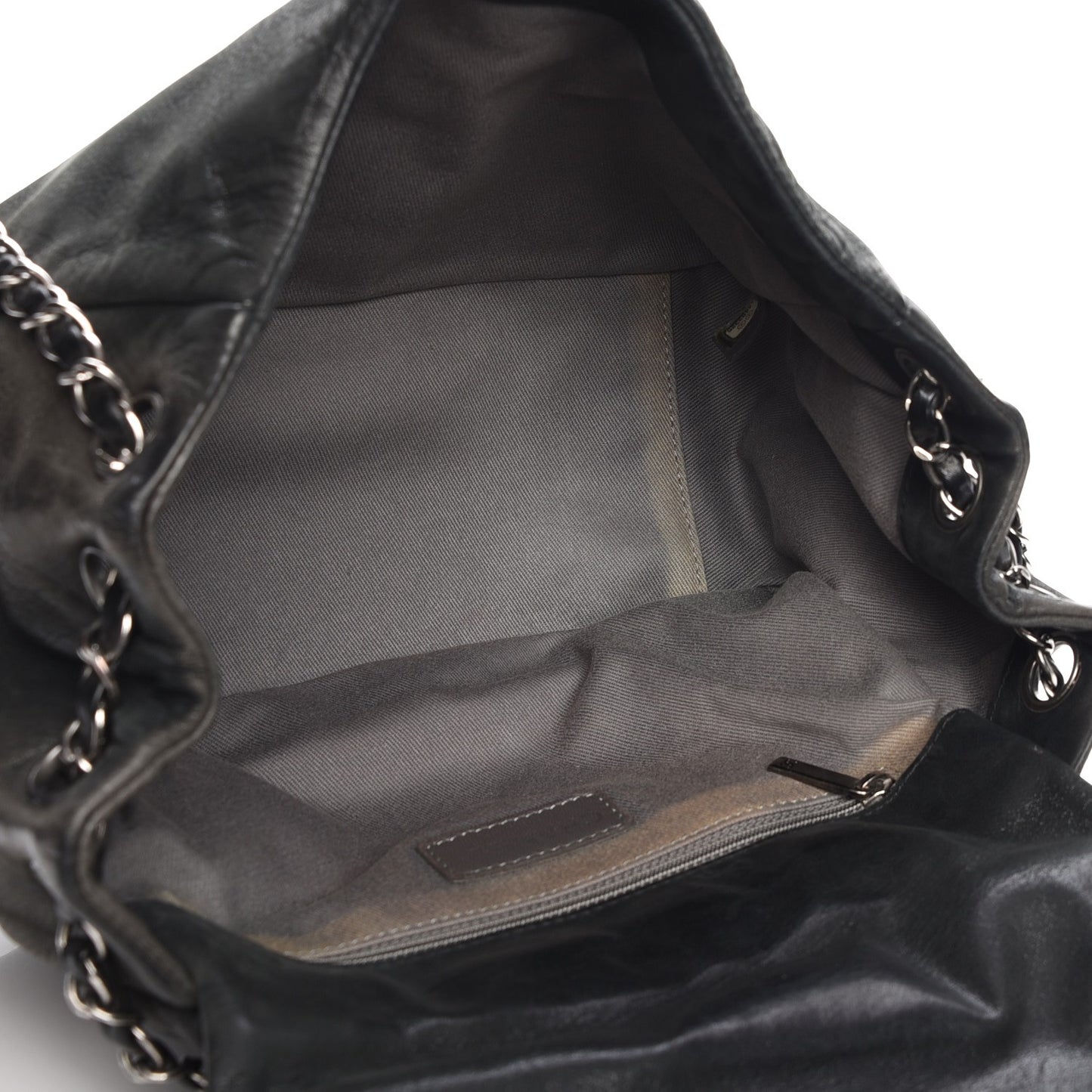 Iridescent Calfskin Glint Accordion Flap Black