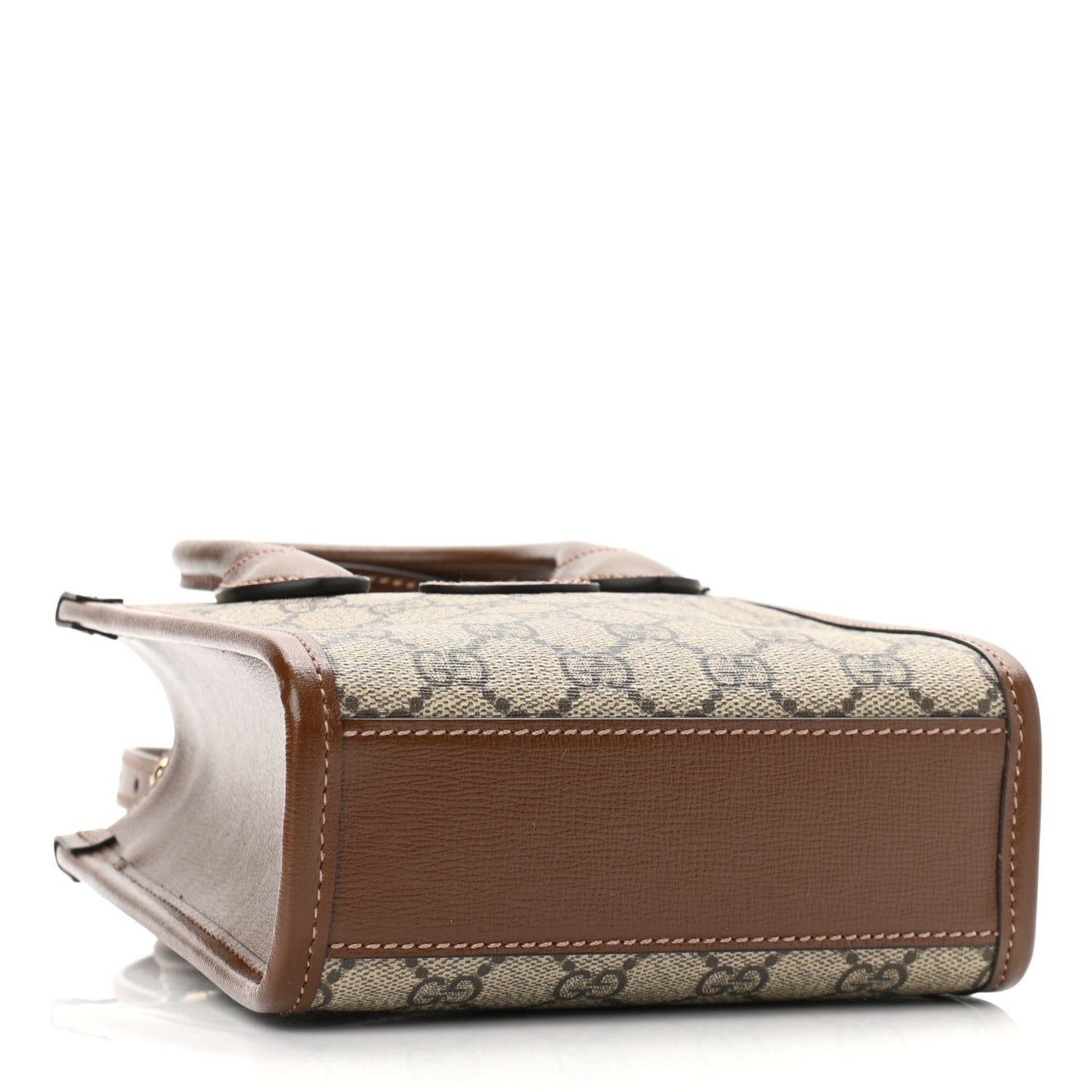 GG Supreme Monogram Azalea Calfskin Mini Retro Interlocking G Tote Bag Beige Ebony Brown Sugar
