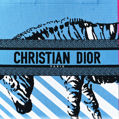 Christian Dior Canvas Embroidered Large Jungle Pop Book Tote Blue 8 of 11