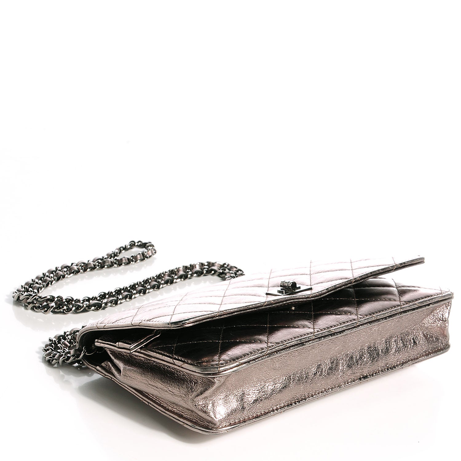 Chanel Aged Calfskin Quilted Reissue Wallet On Chain WOC Dark Silver 4 of 8