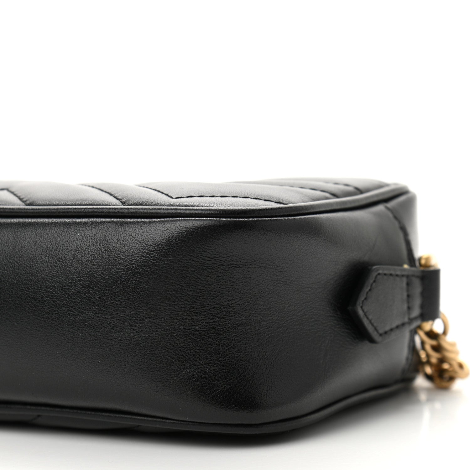 Gucci Calfskin Matelasse Mini GG Marmont Chain Shoulder Bag Black 12 of 15