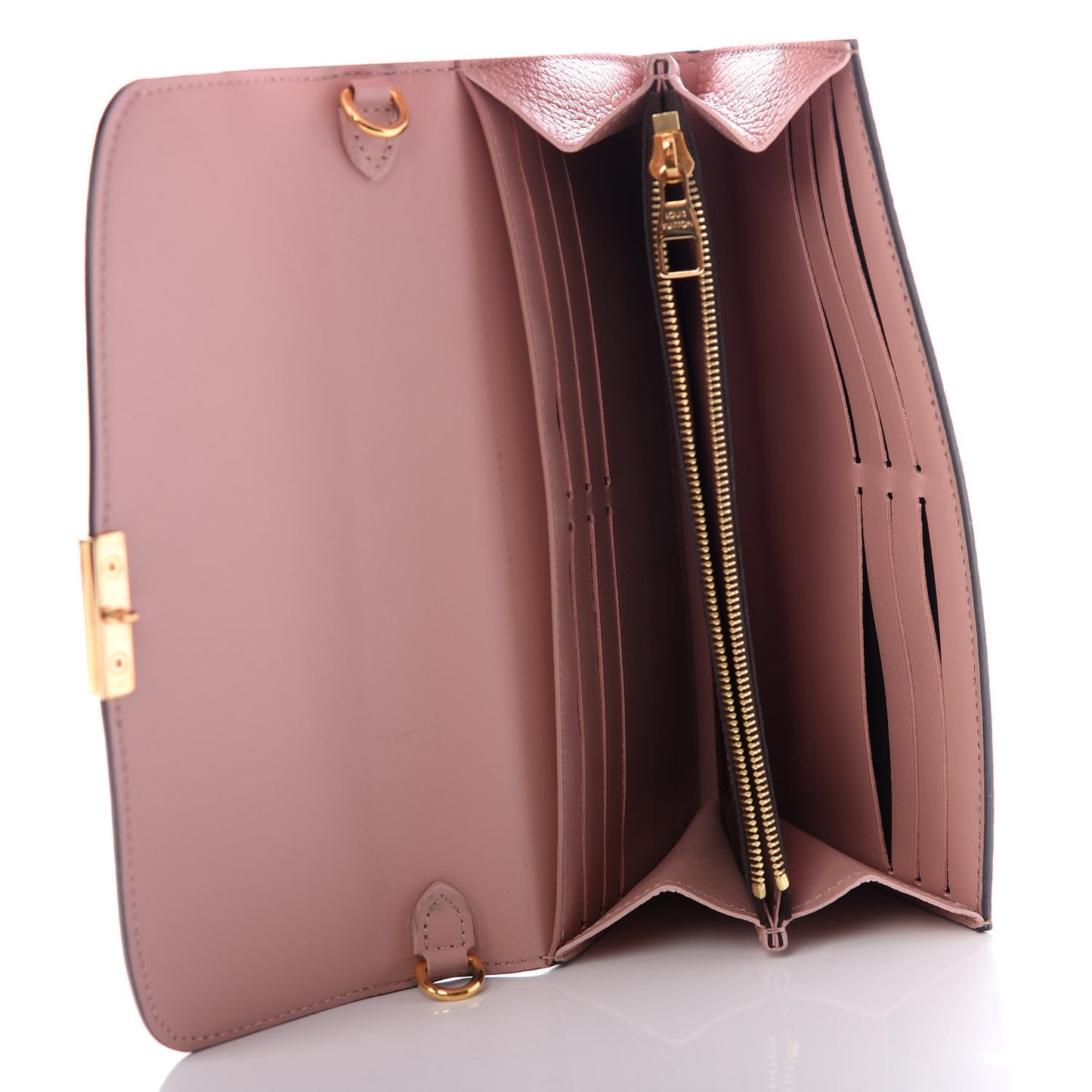 Damier Ebene Croisette Chain Wallet Rose Ballerine