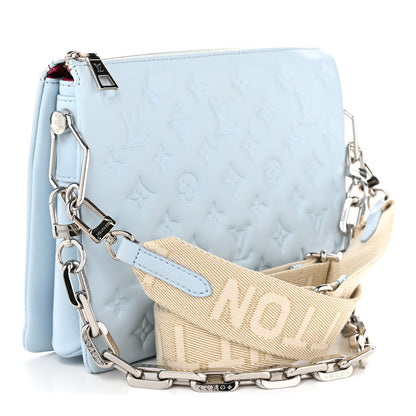 Louis Vuitton Lambskin Embossed Monogram Coussin PM Ice Blue 3 of 9
