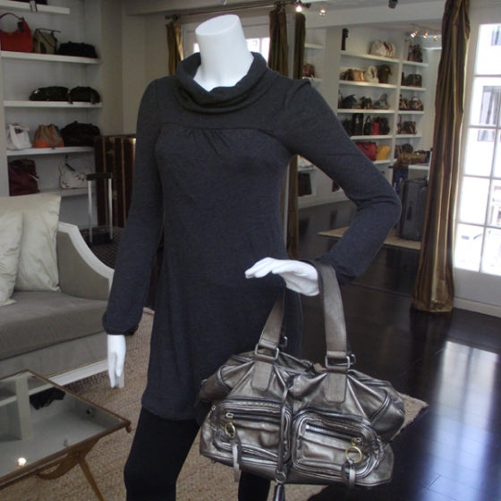 Metallic Calfskin Large Betty Shoulder Bag Argent