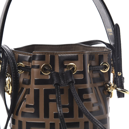 Fendi Vitello Liberty F is Fendi Bi-Color FF 1974 Embossed Mini Mon Tresor Bucket Bag Maya Black 10 of 10