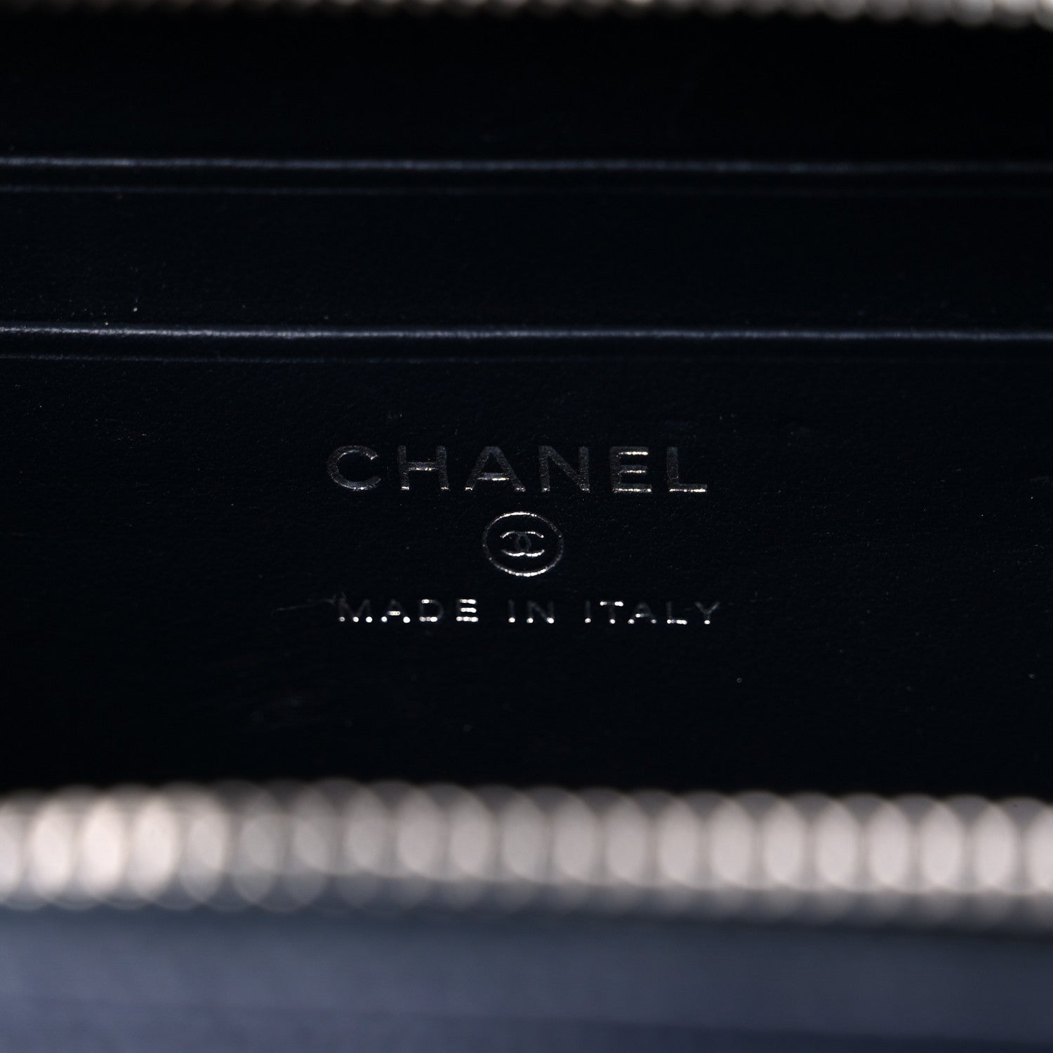 Chanel Caviar Quilted Striped Filigree Vanity Clutch With Chain Navy White 6 of 12