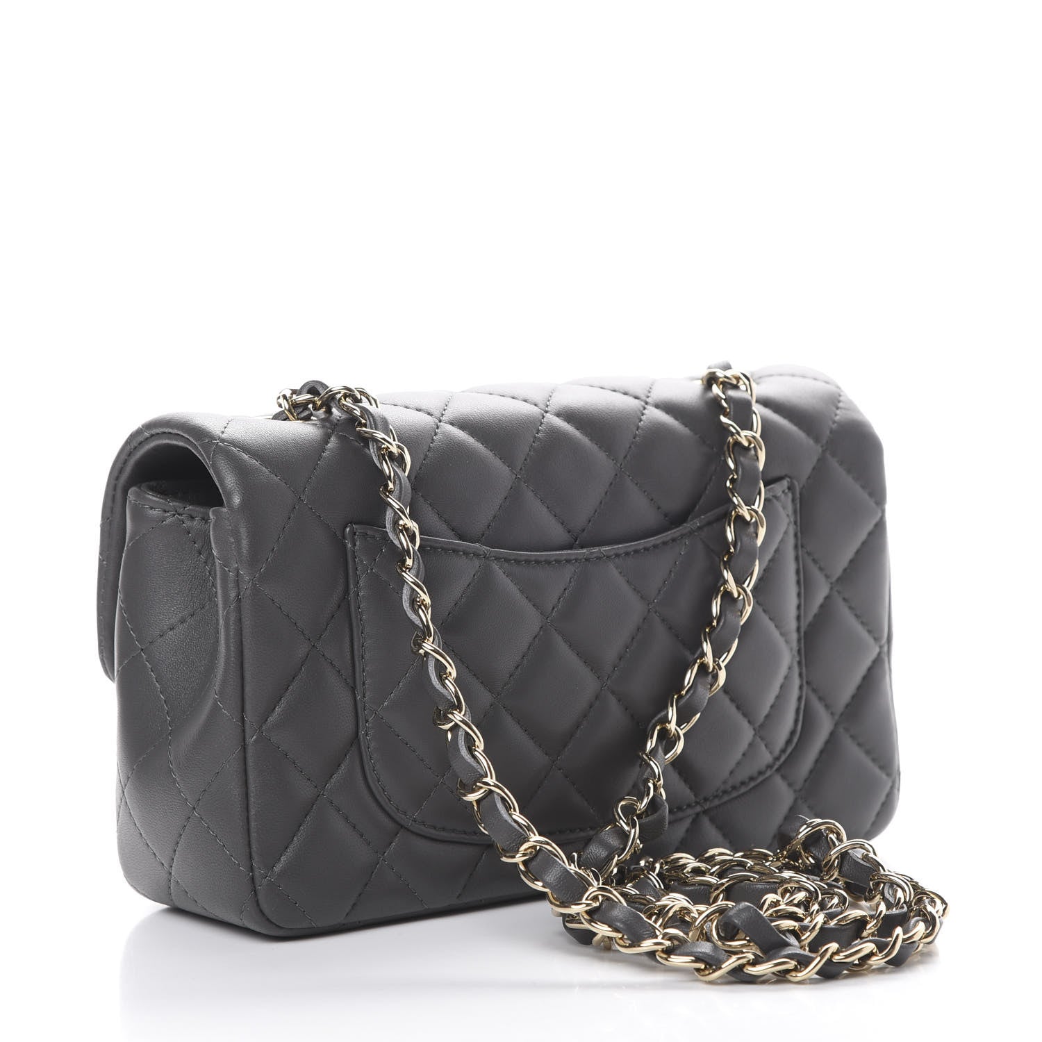 Chanel Lambskin Quilted Mini Rectangular Flap Grey 2 of 13
