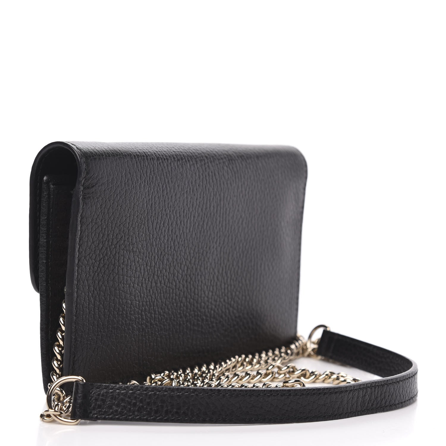 Gucci Dollar Calfskin Interlocking G Chain Wallet Black 3 of 10
