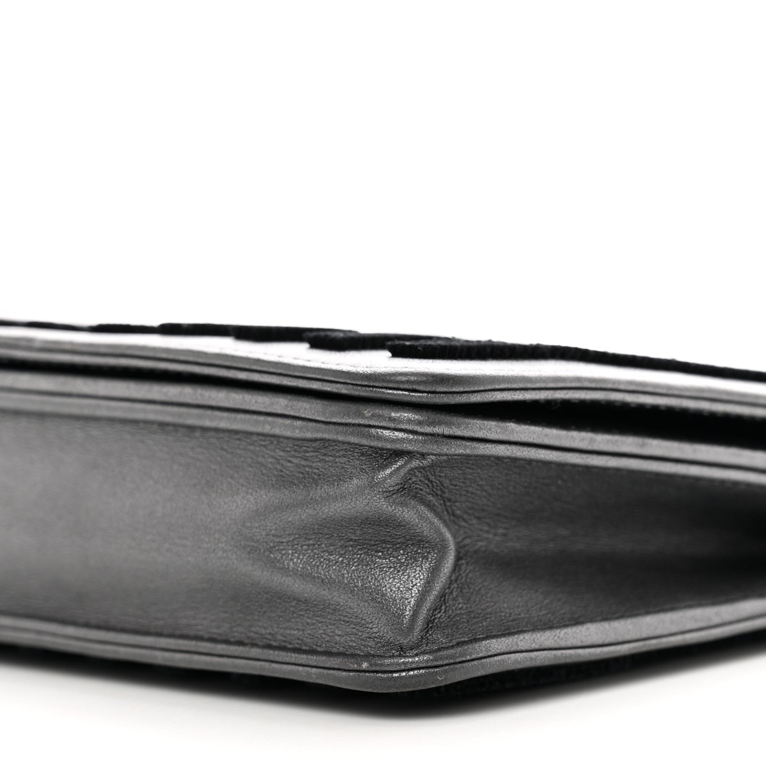 Chanel Iridescent Calfskin Velvet Stripe Wallet On Chain WOC Charcoal 11 of 12