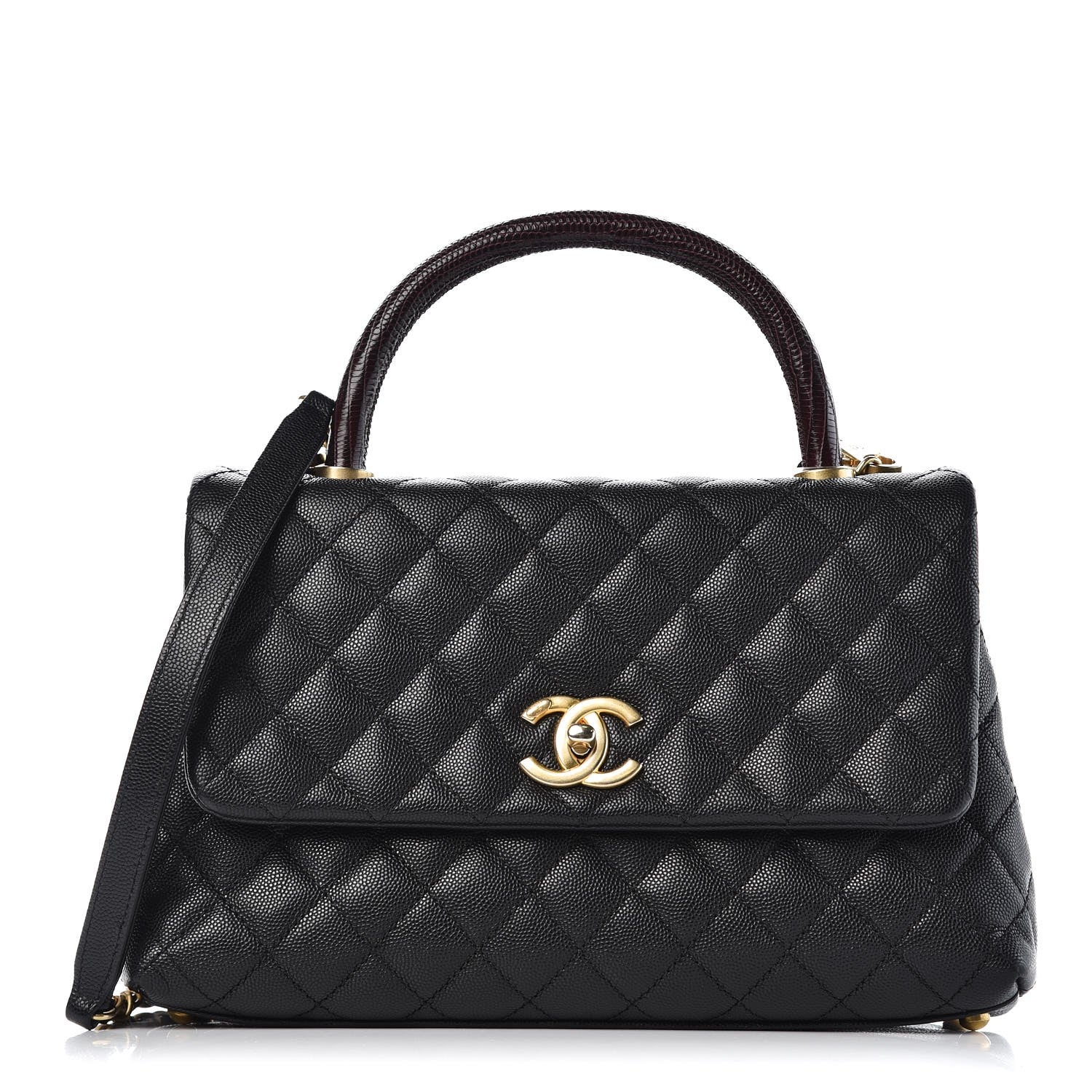 Chanel Caviar Lizard Quilted Small Coco Handle Flap Black 1 of 9