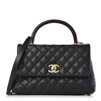 Chanel Caviar Lizard Quilted Small Coco Handle Flap Black 1 of 9
