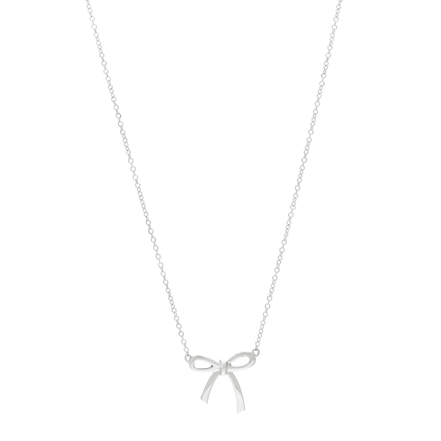 Tiffany Sterling Silver Small Bow Pendant Necklace 1 of 4