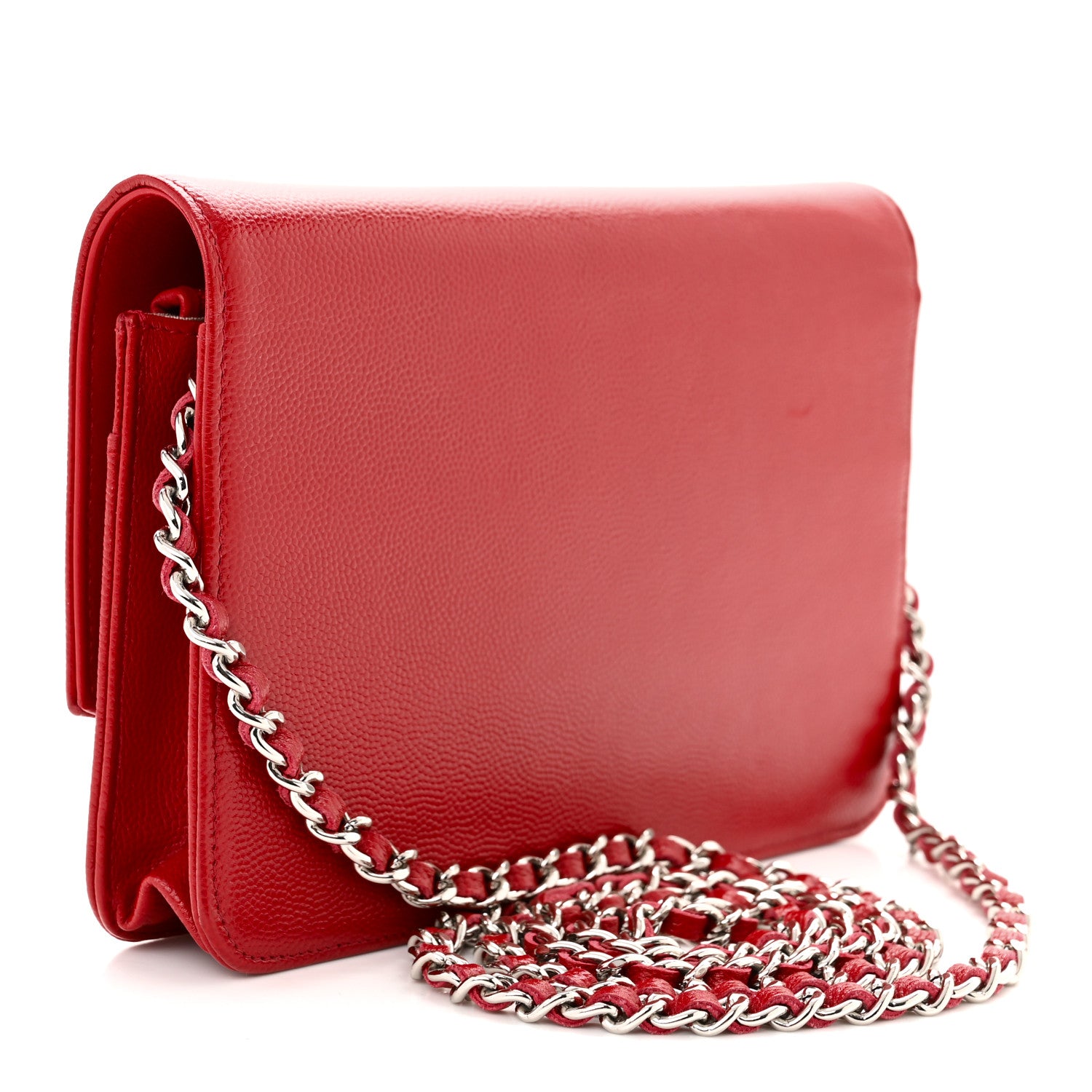 Chanel Caviar Sevruga Wallet on Chain WOC Red 3 of 12