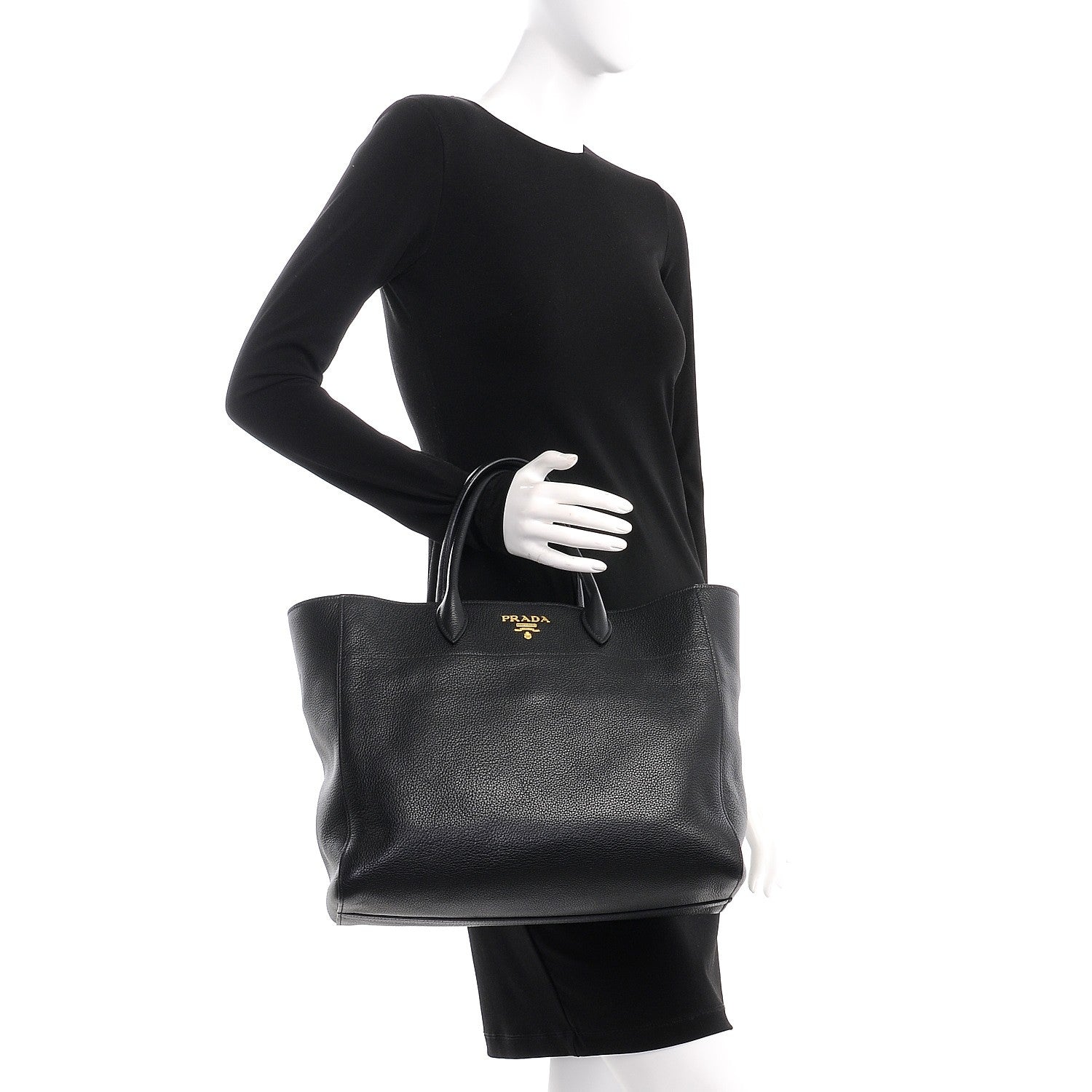 Prada Vitello Daino Tote Nero Black 3 of 10