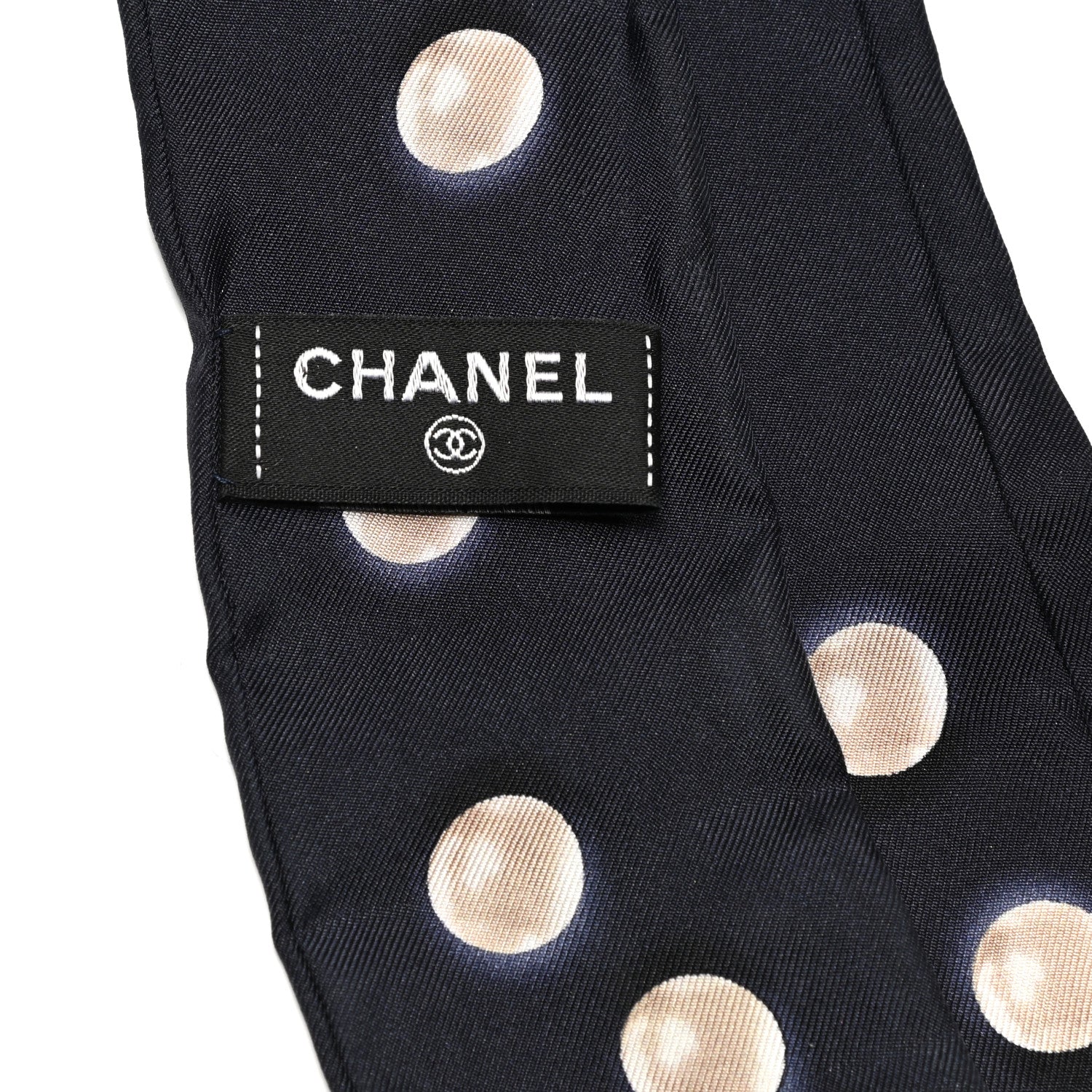Chanel Silk Pearl CC Slim Bandeau Scarf Navy 3 of 3