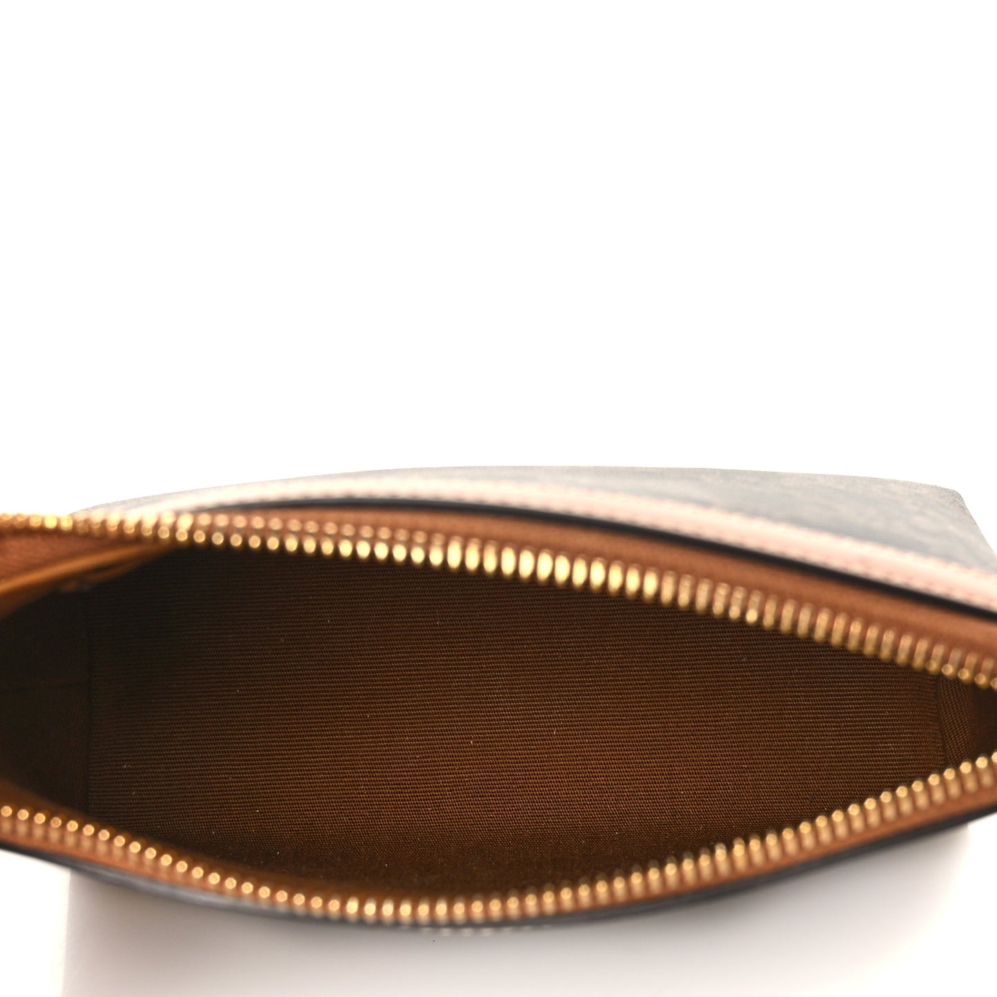 Triomphe Canvas Calfskin Small Zipped Pouch Tan