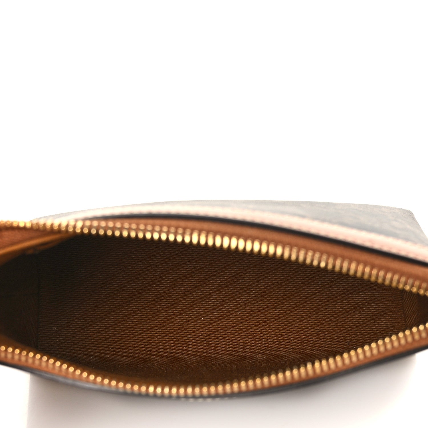 Celine Triomphe Canvas Calfskin Small Zipped Pouch Tan 5 of 8