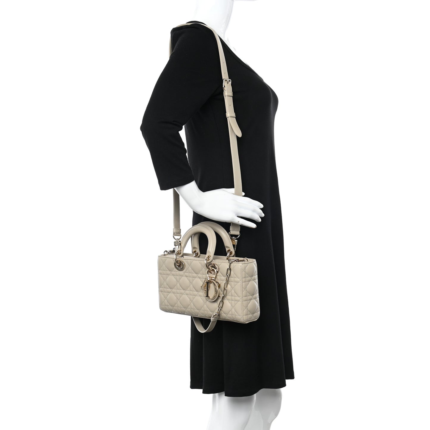 Lambskin Cannage Medium Lady D-Joy Sand
