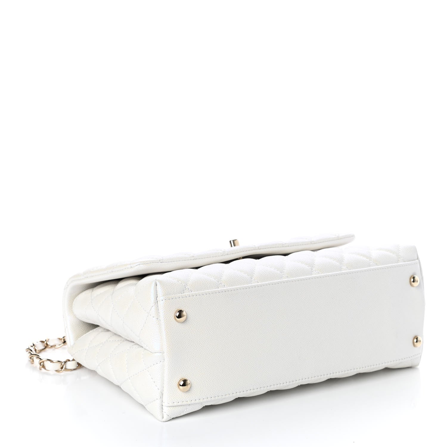 Chanel Iridescent Caviar Quilted Small Coco Handle Flap White 4 of 11