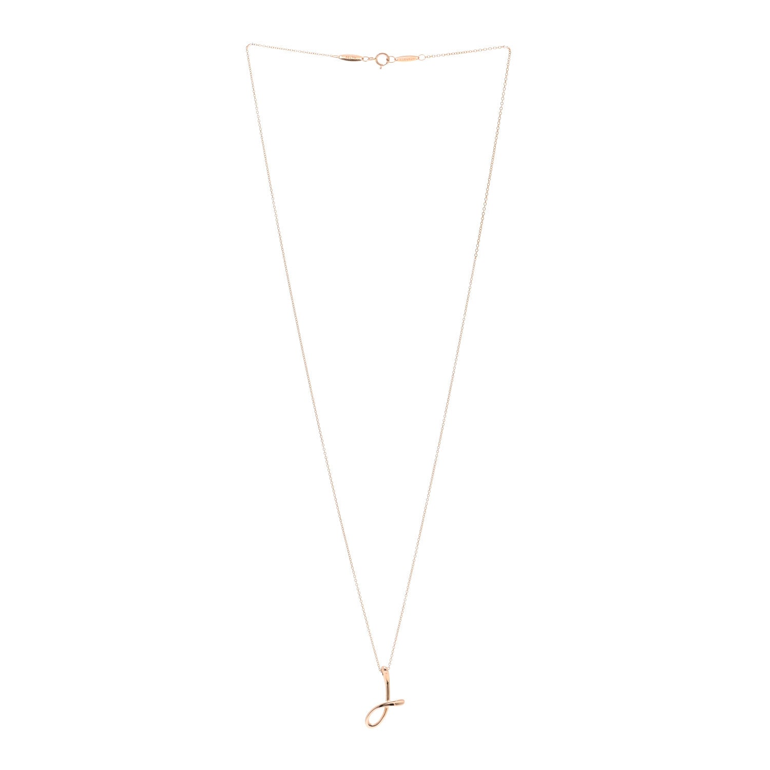 Tiffany 18K Rose Gold Elsa Peretti Letter J Pendant Necklace 3 of 4