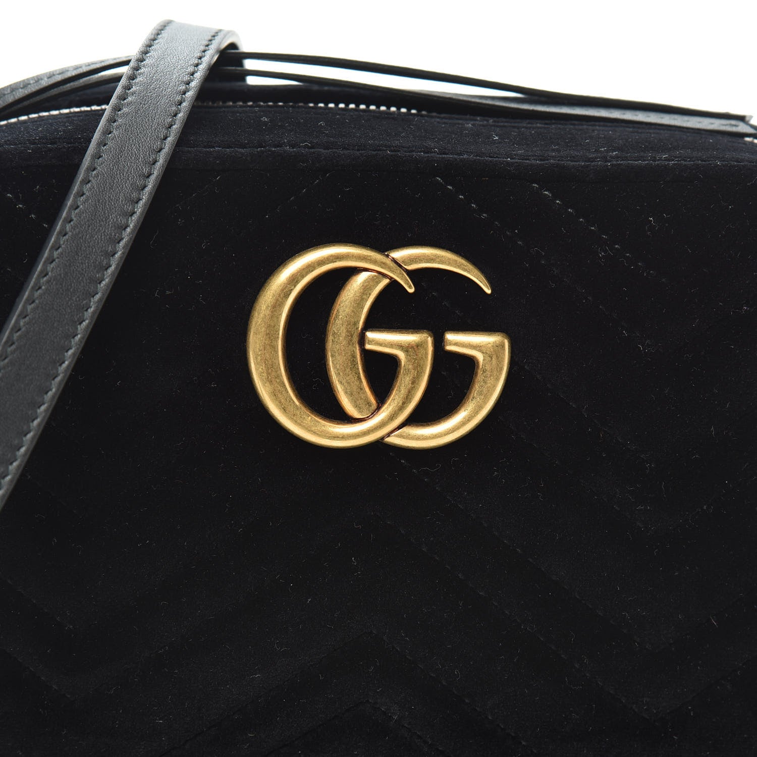Gucci Velvet Matelasse Small GG Marmont Chain Shoulder Bag Black 7 of 9
