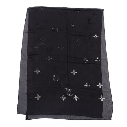 Louis Vuitton Silk Polyamide Sheer Monogram Scarf Black 2 of 3