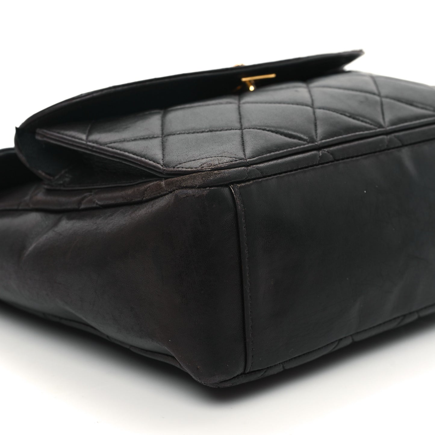 Lambskin Quilted Double Pocket Shoulder Bag Brown