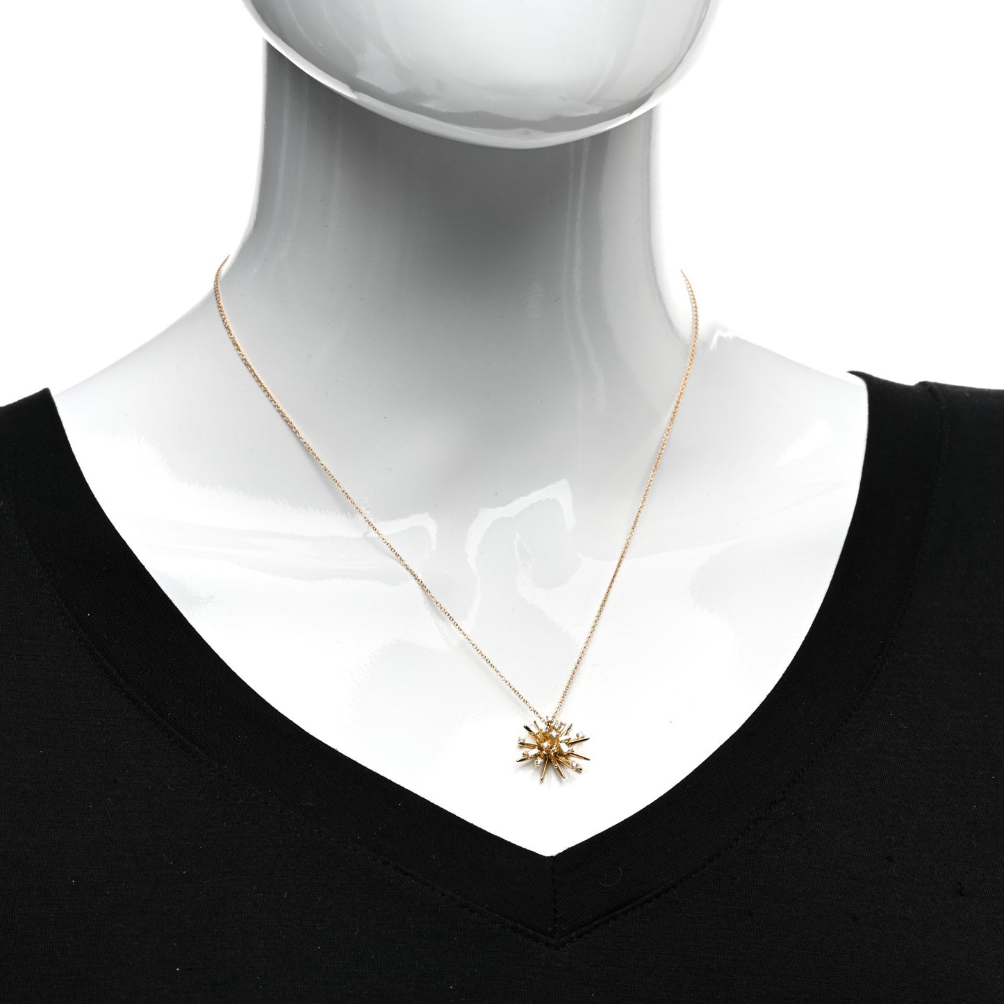 18K Yellow Gold Diamond Small Supernova Pendant Necklace