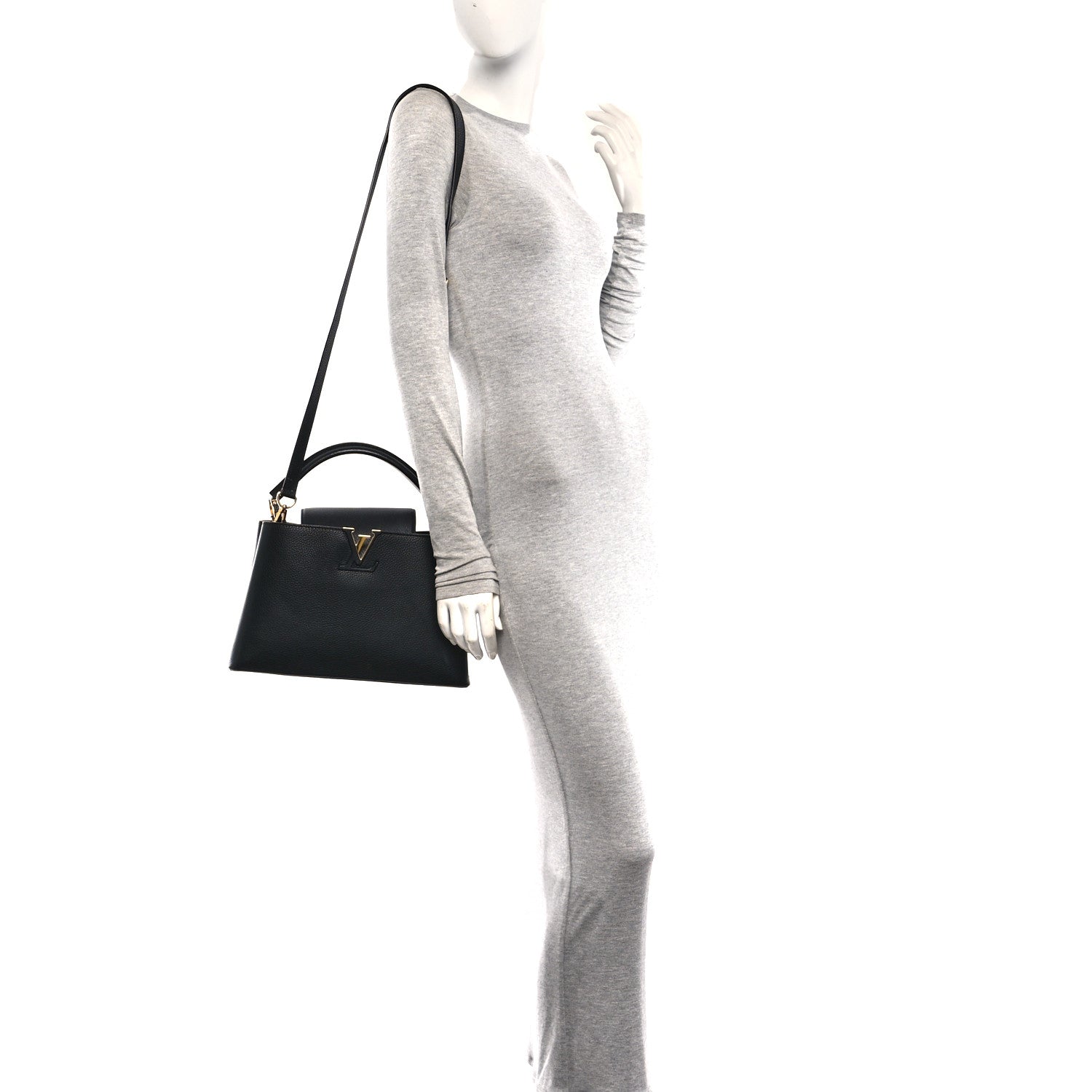 Louis Vuitton Taurillon Capucines PM Black 2 of 9
