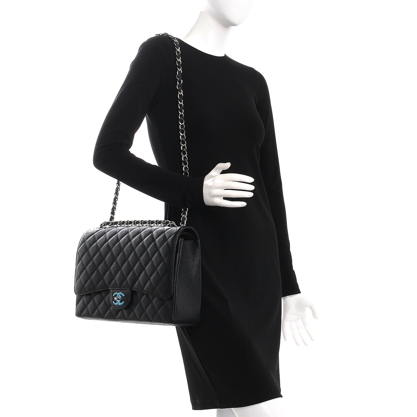 Caviar Quilted Maxi Double Flap Black