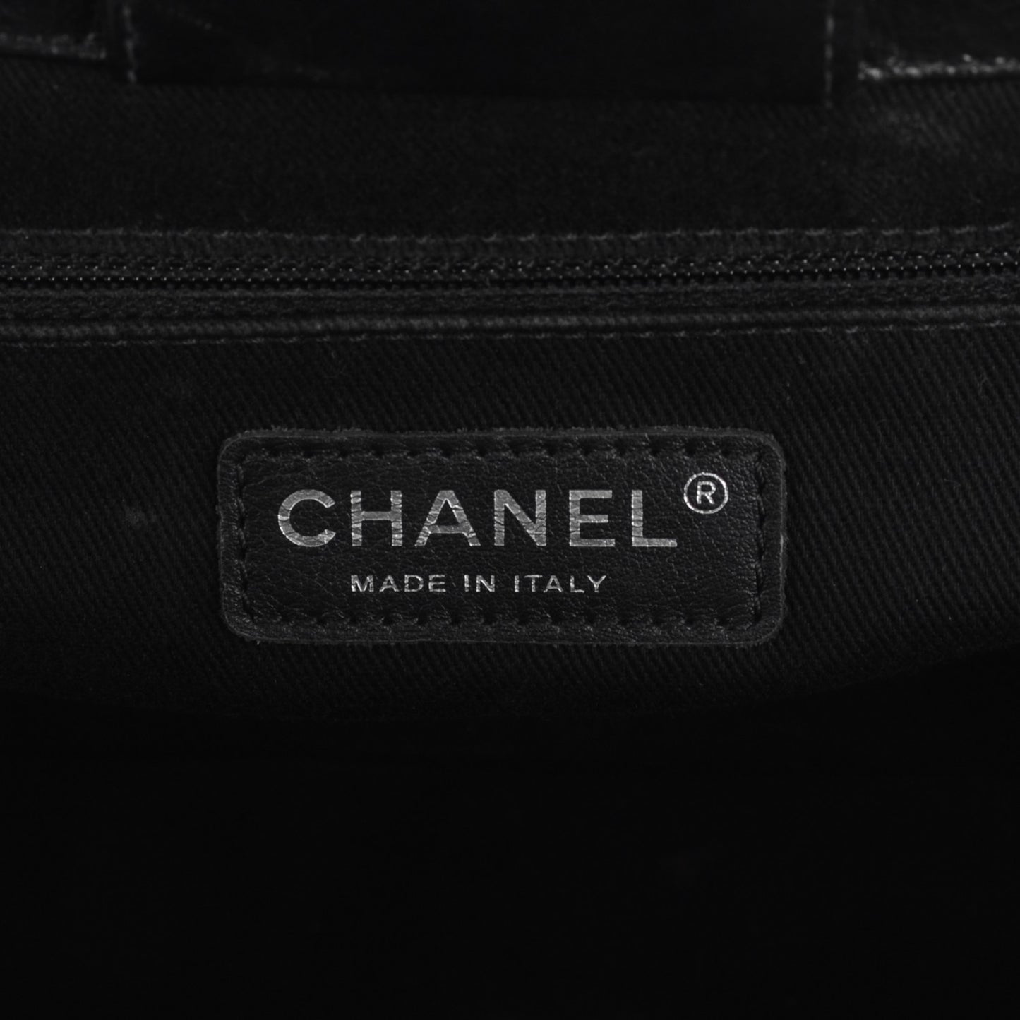 Glazed Calfskin Large CC Delivery Tote Black