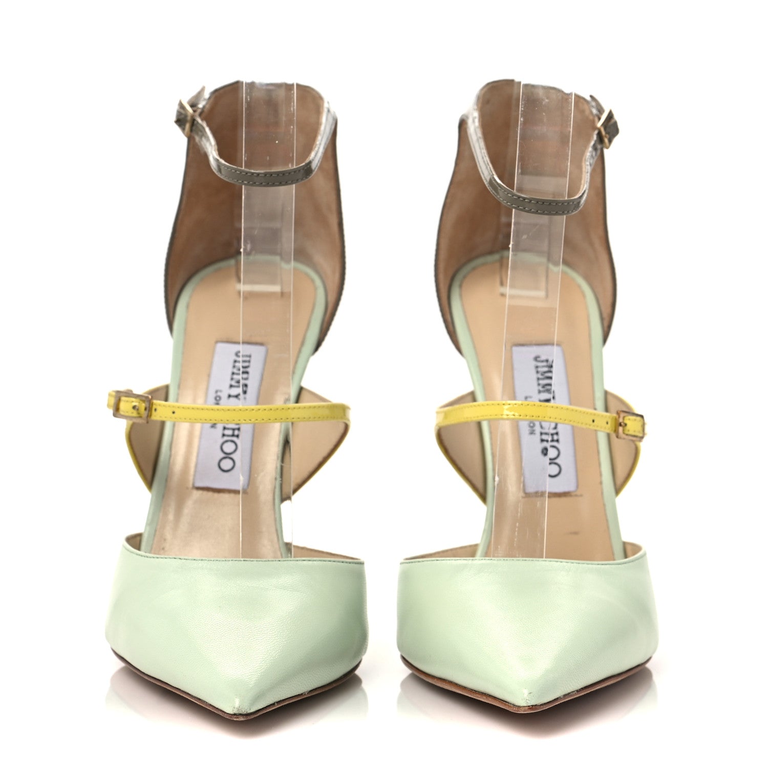 Jimmy Choo Kid Patent Typhoon Ankle Strap Pumps 38 Lime 2 of 13