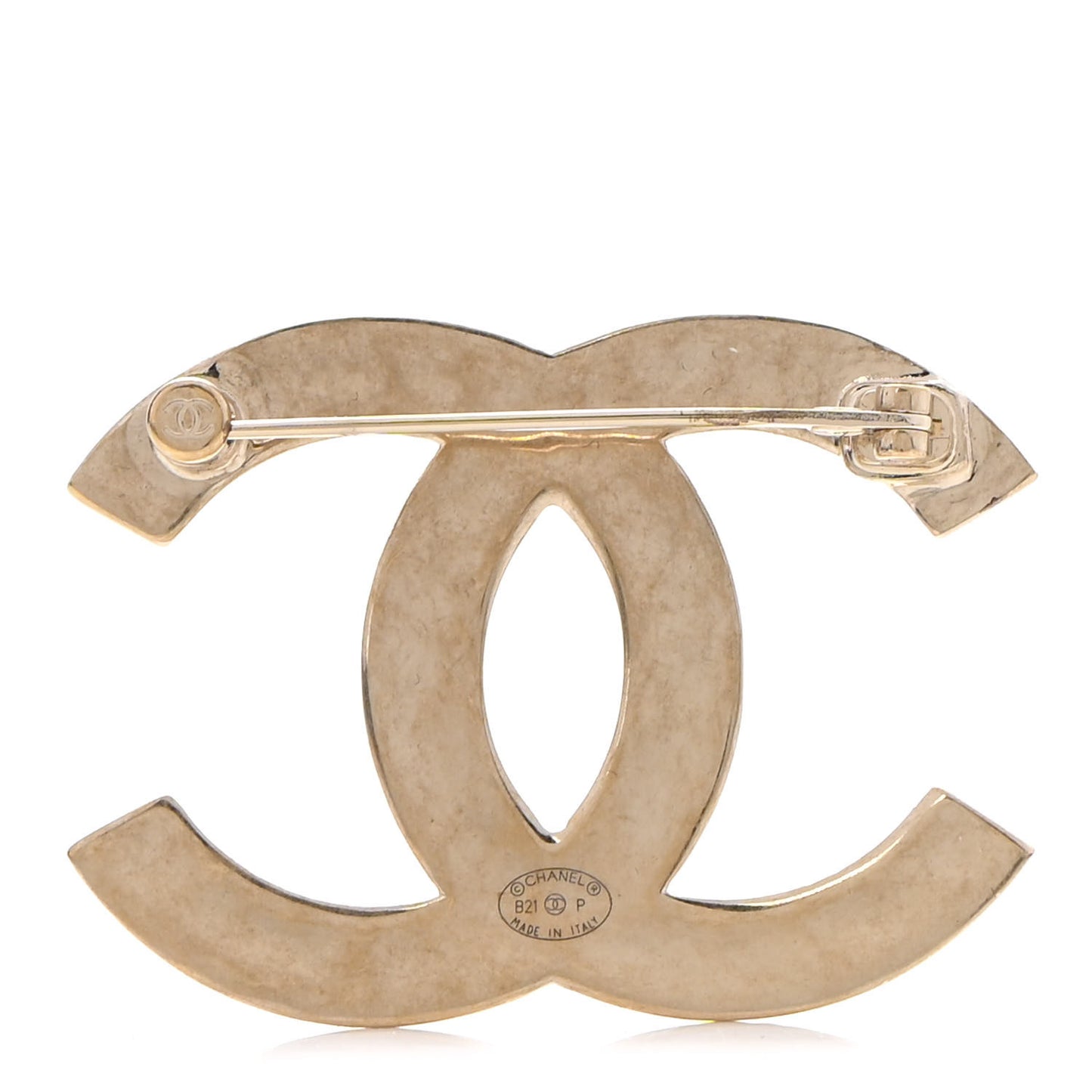 Metal CC Diamond Quilted Brooch Light Gold