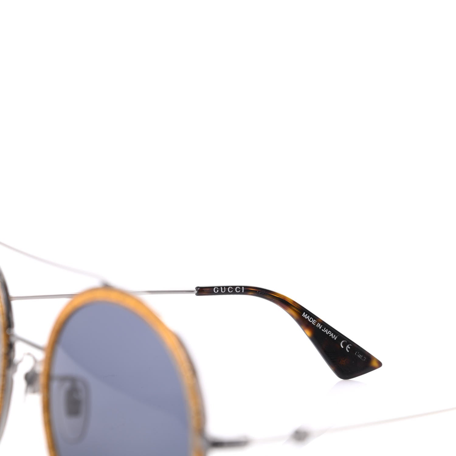 Gucci Round Frame Glitter Sunglasses GG0061S Yellow 5 of 7